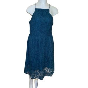 Kensie teal fit and flare mid dress sz M